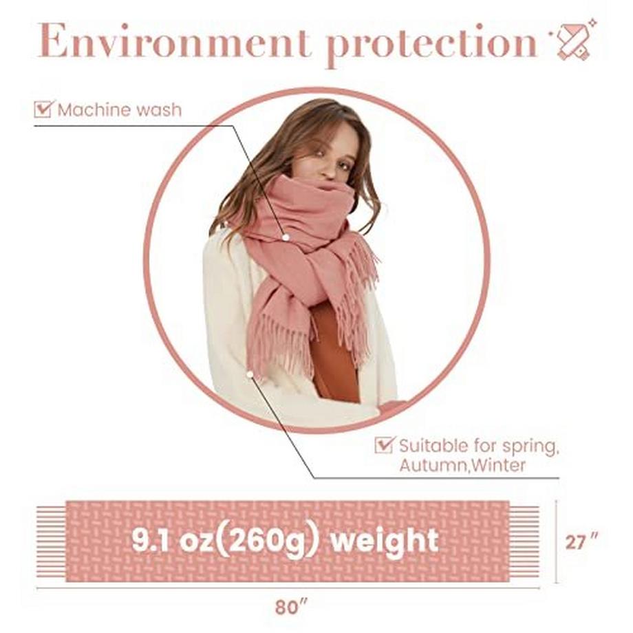 Only-bags.store Sciarpa Calda Autunnale in Cotone Tinta Unita con Nappe  