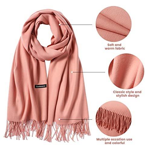 Only-bags.store  Schal Warm Autumn Plain Cotton with Tassels/Fringes, 40+ Colors Plain & Plaid Pashmina xl Scarfs, 