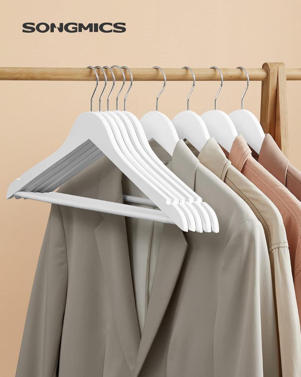 Songmics Eleganti grucce in legno massello: lisce, resistenti, antiscivolo  