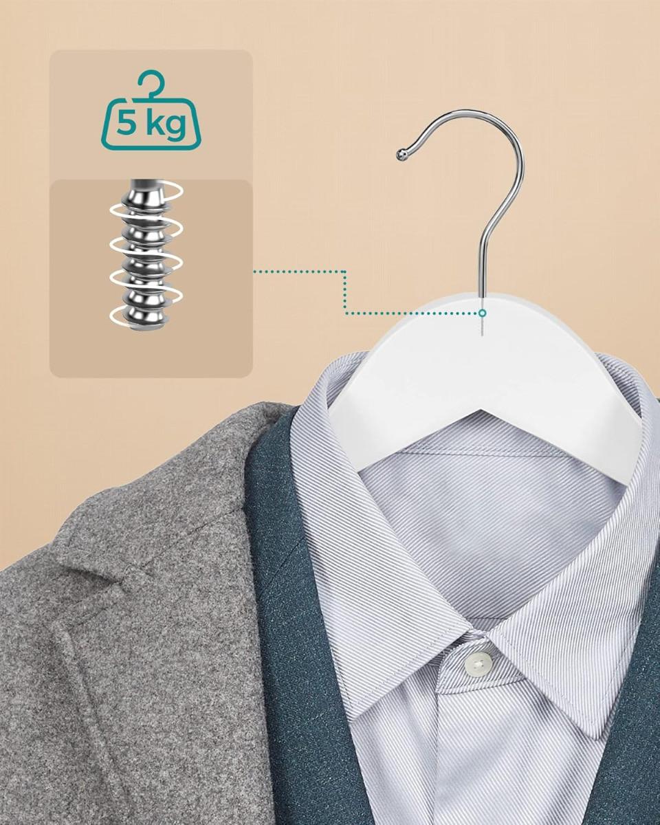 Songmics Eleganti grucce in legno massello: lisce, resistenti, antiscivolo  