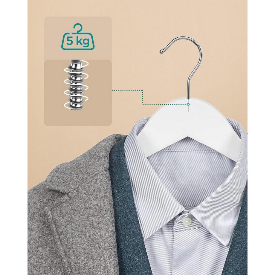 Songmics Eleganti grucce in legno massello: lisce, resistenti, antiscivolo  