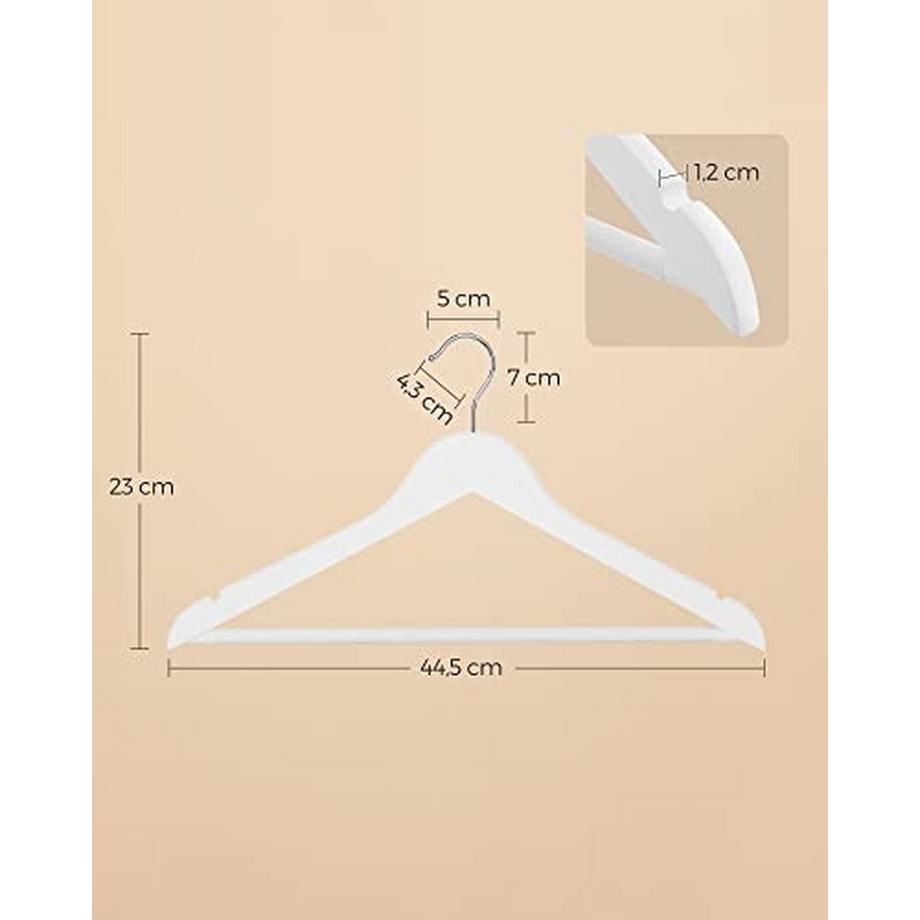 Songmics Eleganti grucce in legno massello: lisce, resistenti, antiscivolo  