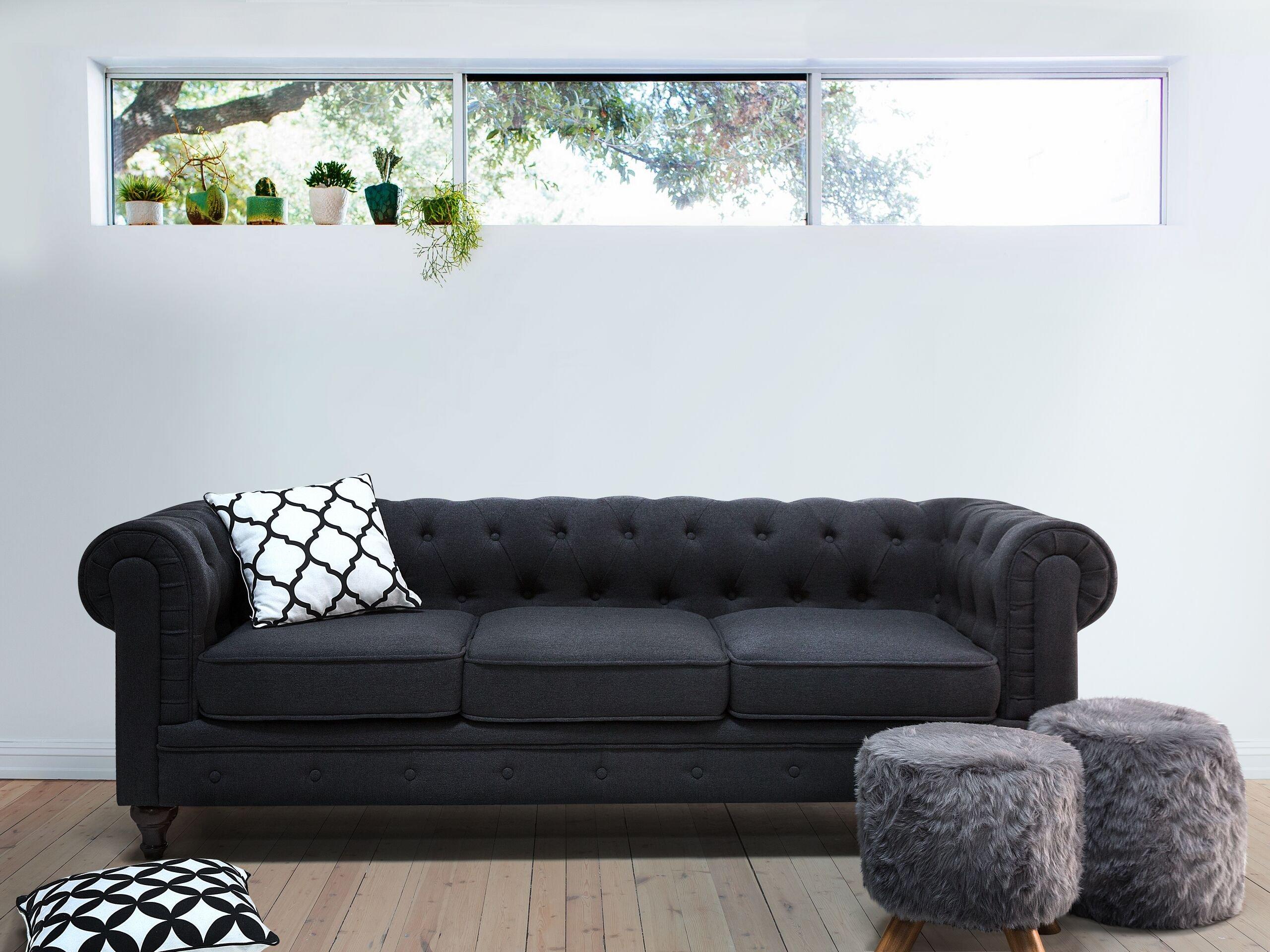 Beliani Canapé 3 places en Polyester Glamour CHESTERFIELD  