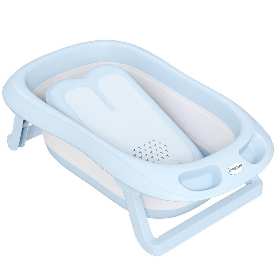 Northio  Lot de 2 baignoires bébé, baignoire bébé pliable avec cadre, baignoire bébé antidérapante, vasque de bain, receveur de douche pour tout-petits de 0 à 3 ans, bleu clair 
