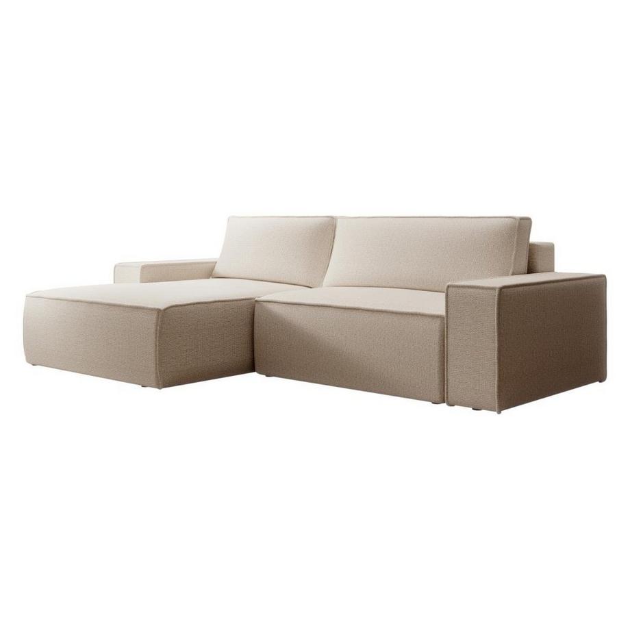 Vente-unique Canapé d'angle gauche convertible en tissu texturé beige AMELIA  