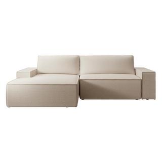 Vente-unique Divano letto in Tessuto testurizzato Beige - Angolo a sinistra - AMELIA  