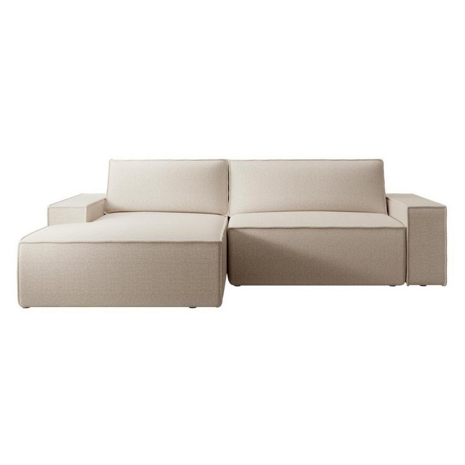 Vente-unique Canapé d'angle gauche convertible en tissu texturé beige AMELIA  