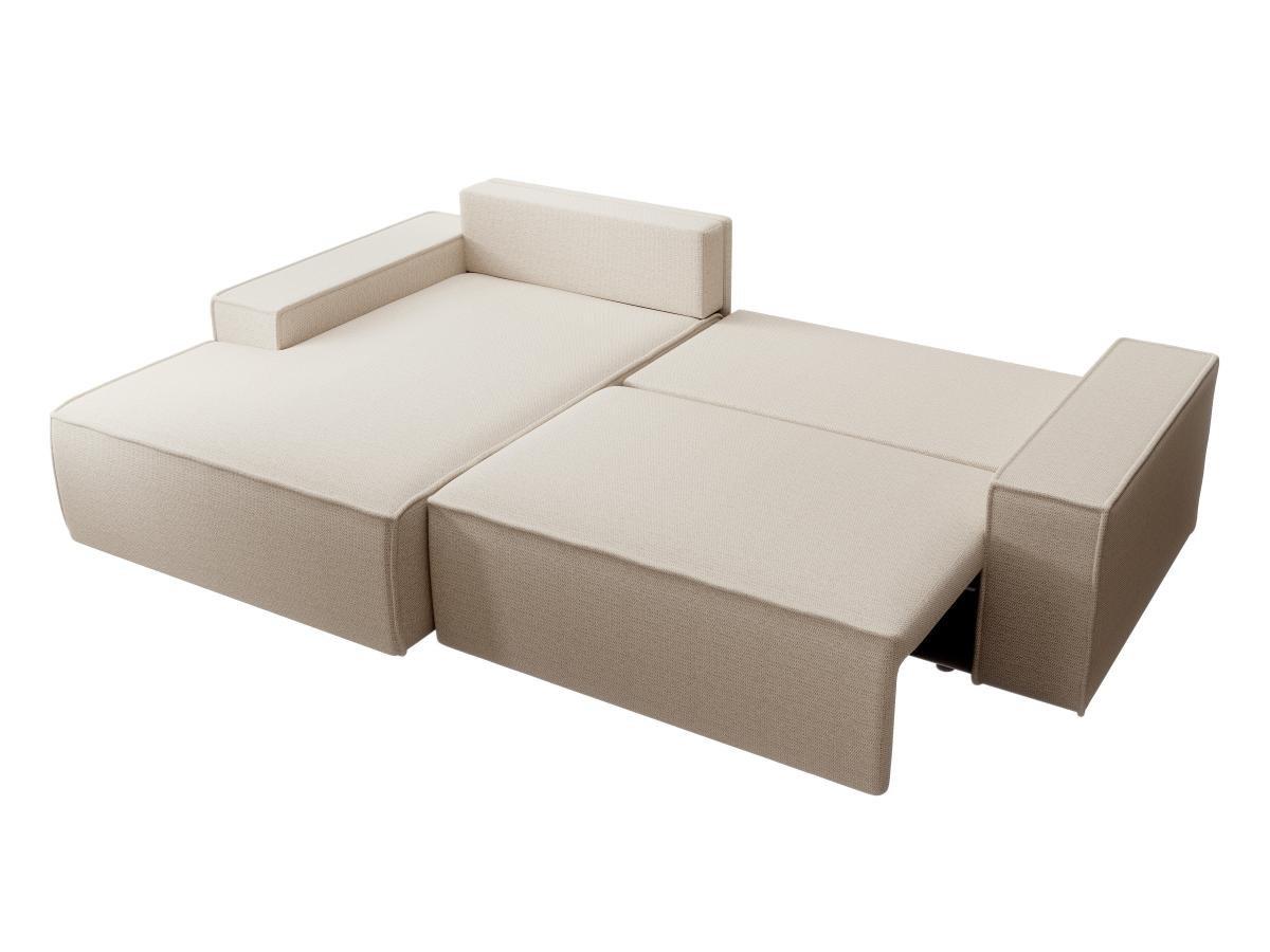 Vente-unique Divano letto in Tessuto testurizzato Beige - Angolo a sinistra - AMELIA  