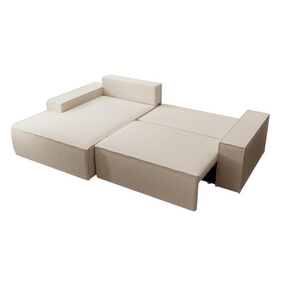 Vente-unique Canapé d'angle gauche convertible en tissu texturé beige AMELIA  