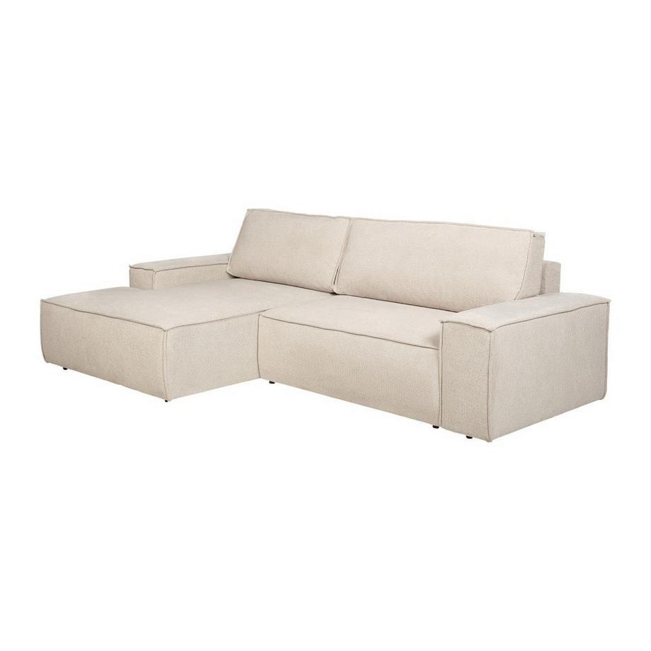Vente-unique Canapé d'angle gauche convertible en tissu texturé beige AMELIA  