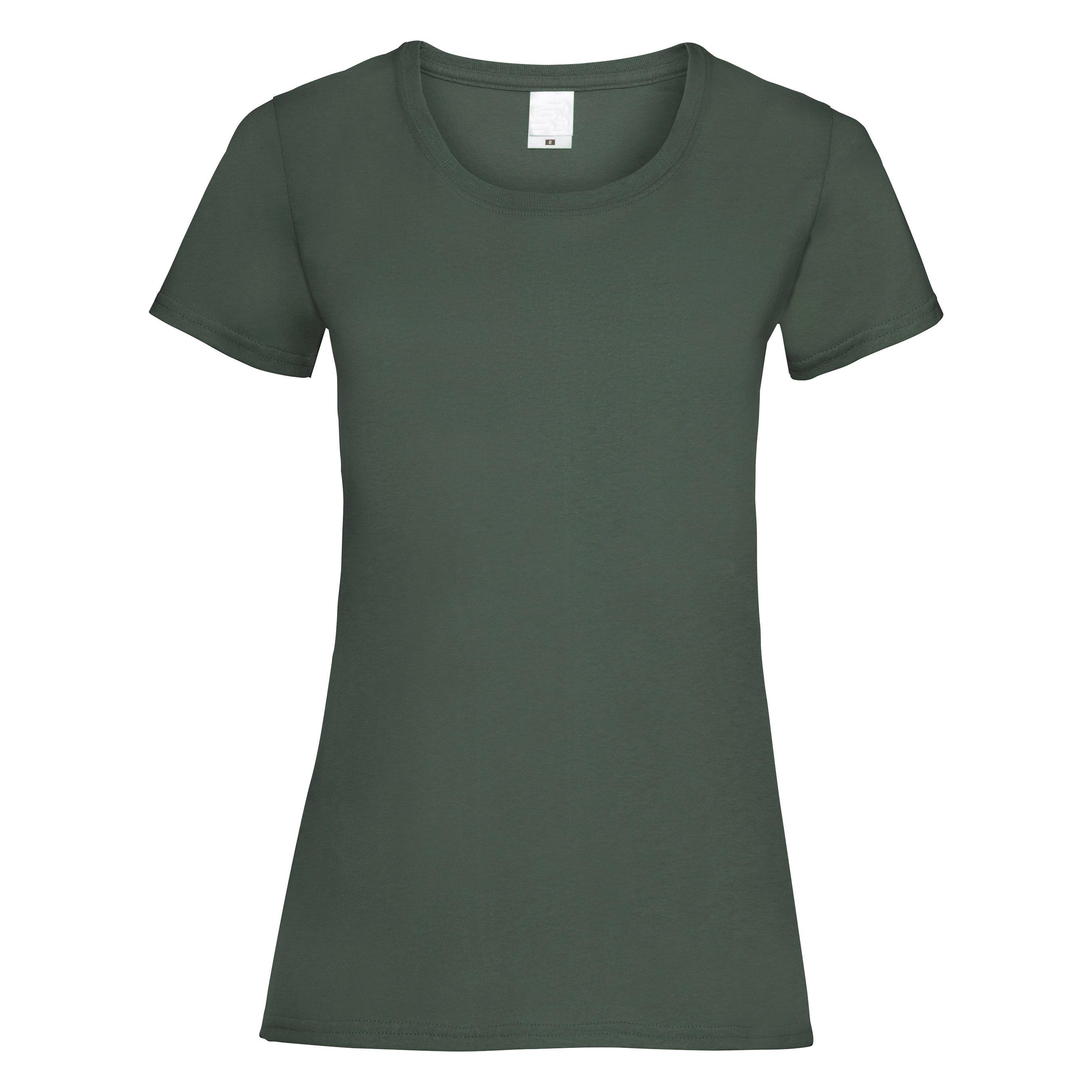 Image of Value Fitted Kurzarm Freizeit Tshirt Damen Dunkelgrün XS