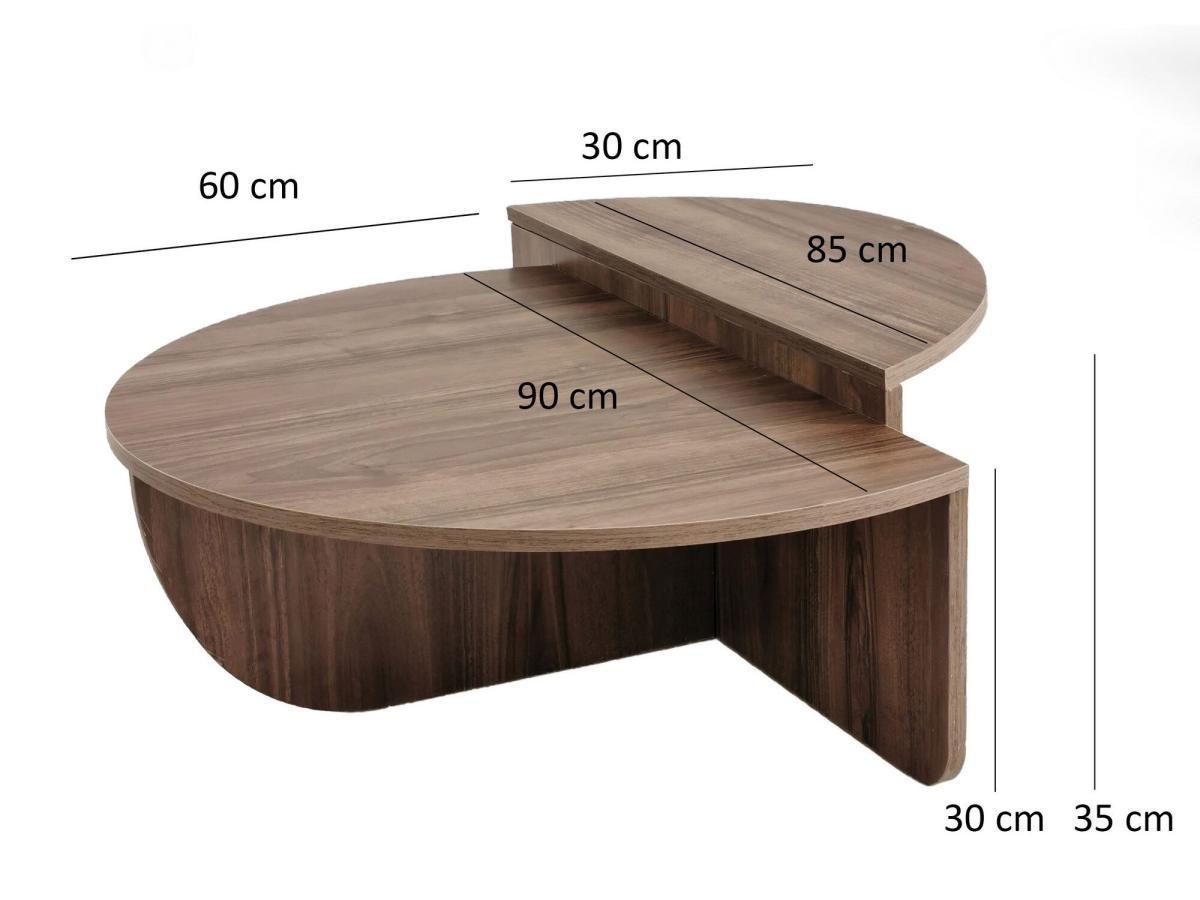 Vente-unique Lot de 2 tables basses - Naturel foncé - ALOEVA  