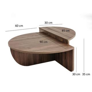 Vente-unique Lot de 2 tables basses - Naturel foncé - ALOEVA  