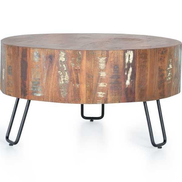 mutoni Table basse Mayela en bois recyclé multicolore rond 70x70  