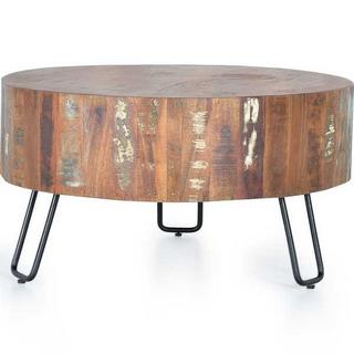 mutoni Table basse Mayela en bois recyclé multicolore rond 70x70  