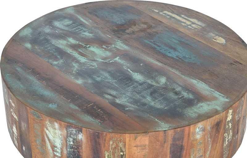 mutoni Table basse Mayela en bois recyclé multicolore rond 70x70  