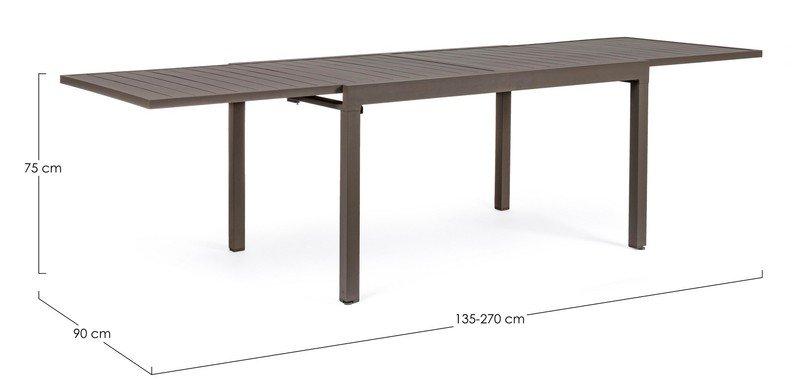 mutoni Table à rallonge de jardin Pelagius 135-270x90 café  