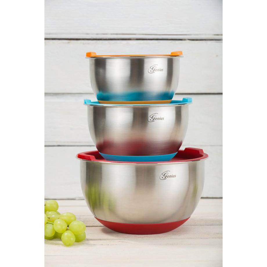 Genius Edelstahl Schüssel-Set mit Deckel 6tlg  