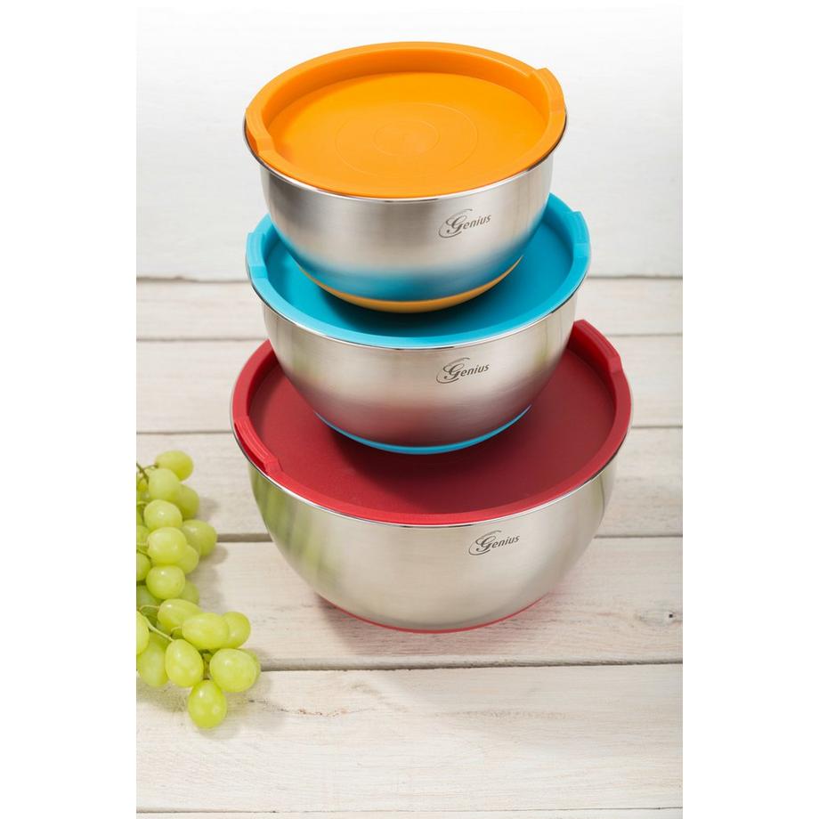Genius Edelstahl Schüssel-Set mit Deckel 6tlg  