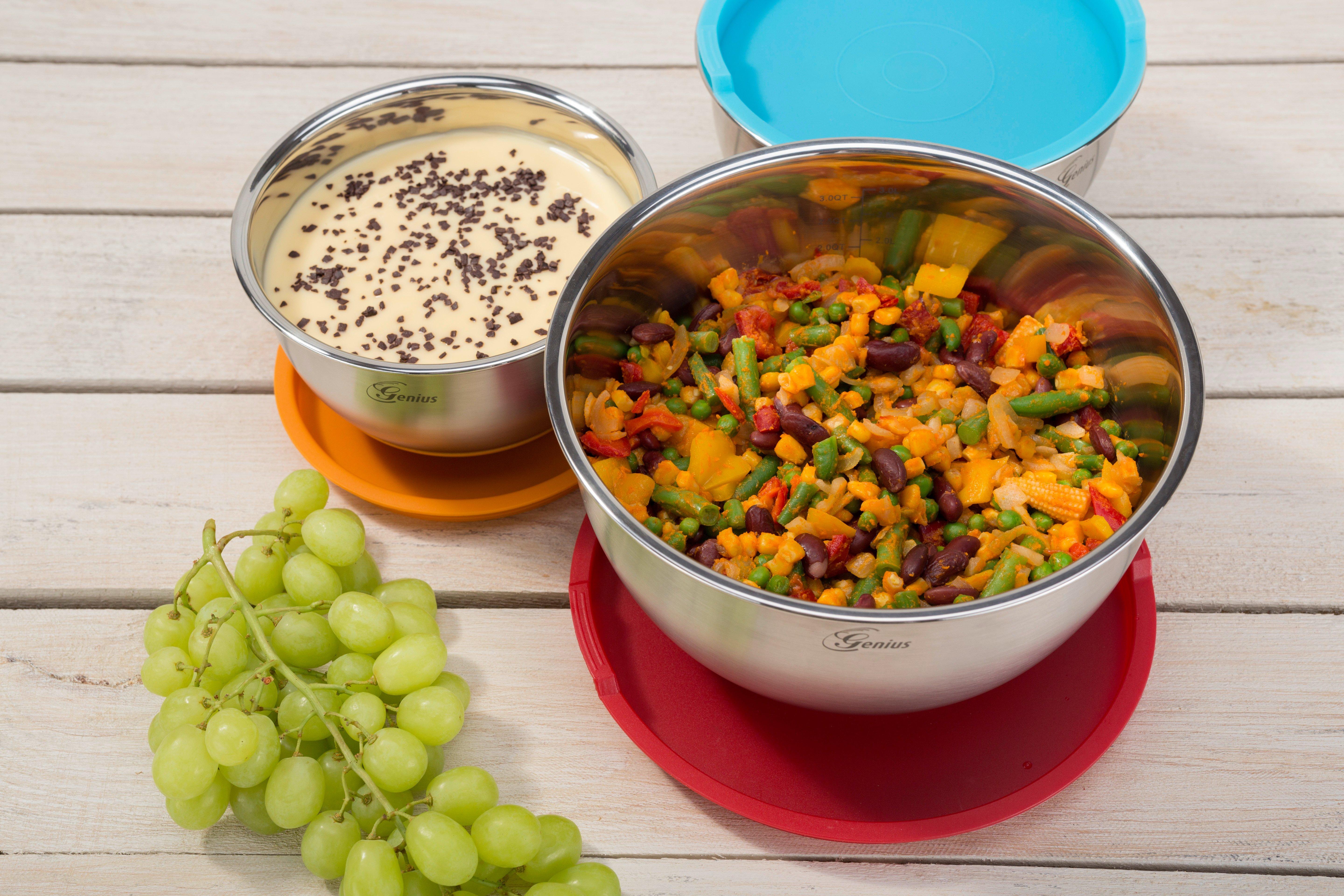 Genius Ensemble de bols en acier inoxydable avec couvercle 6 pièces  