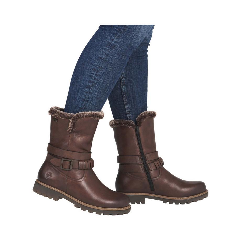 Remonte Winterstiefel mit Fellbesatz und Schnallenriemen  