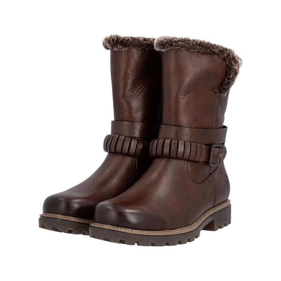 Remonte Winterstiefel mit Fellbesatz und Schnallenriemen  