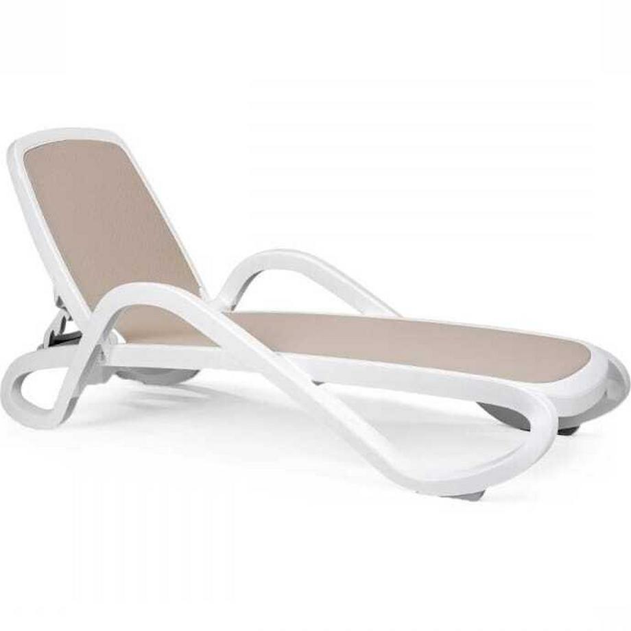 Chaise longue de jardin Alfa blanc marron