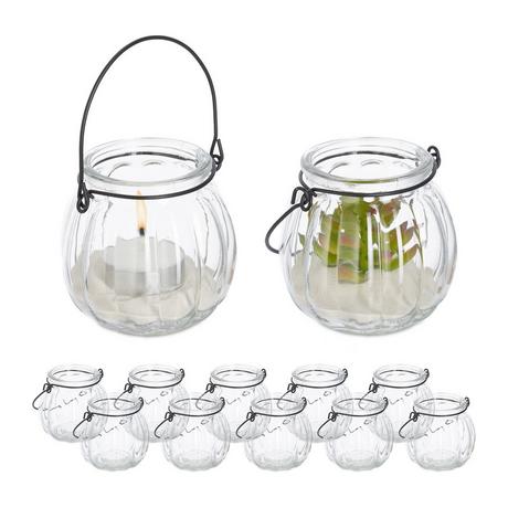 Northix Ensemble de 12 lanternes à bougies en verre  