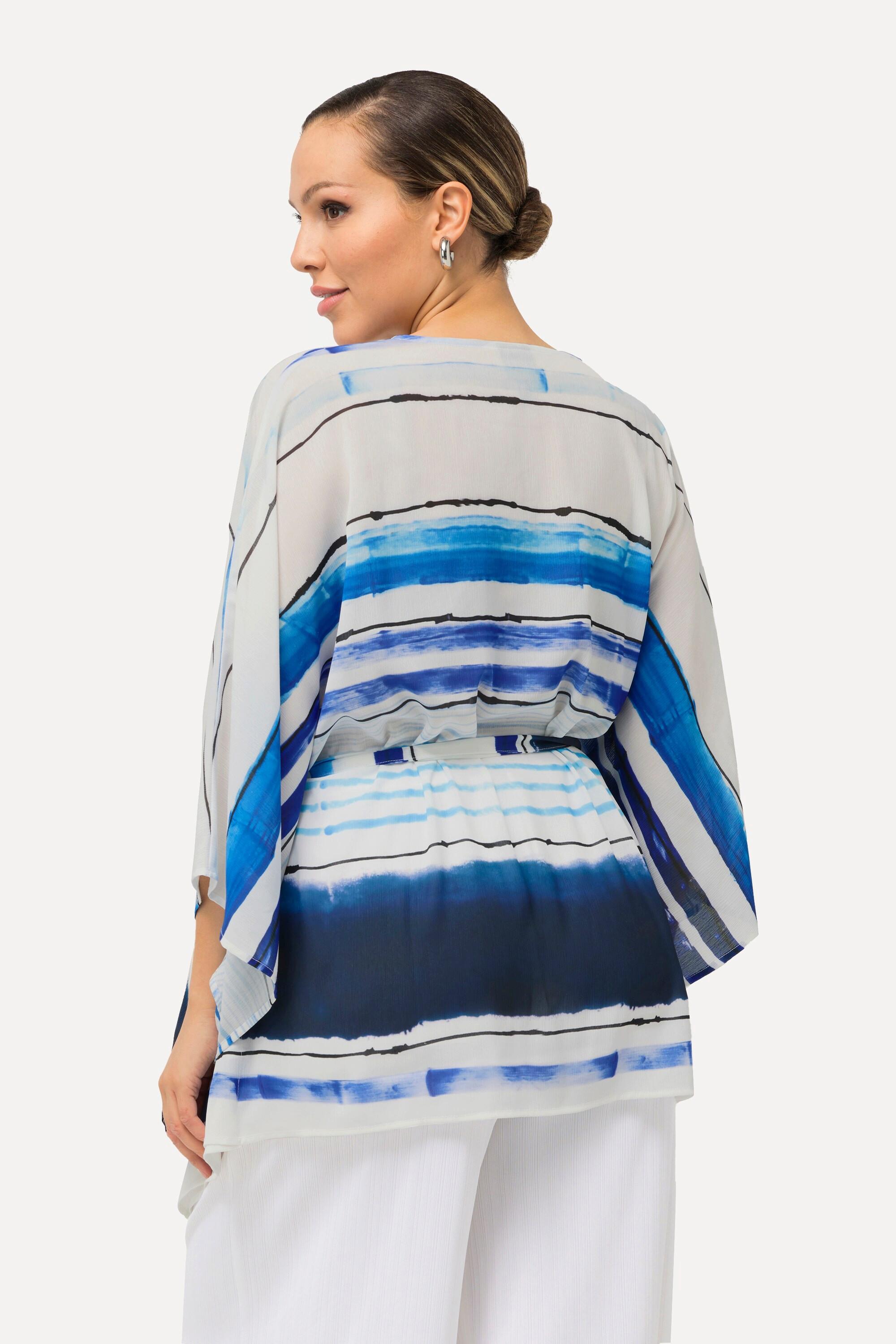 Ulla Popken Tunica in chiffon oversize Scollatura a V Maniche a 3/4  