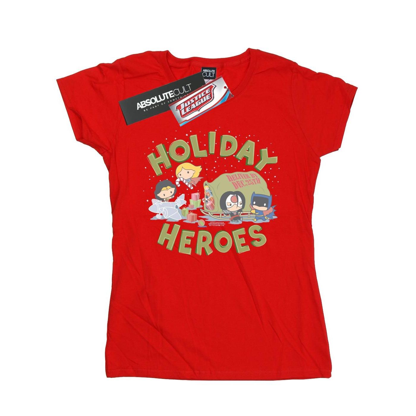 Image of Justice League Christmas Delivery Tshirt Damen Rot Bunt XXL