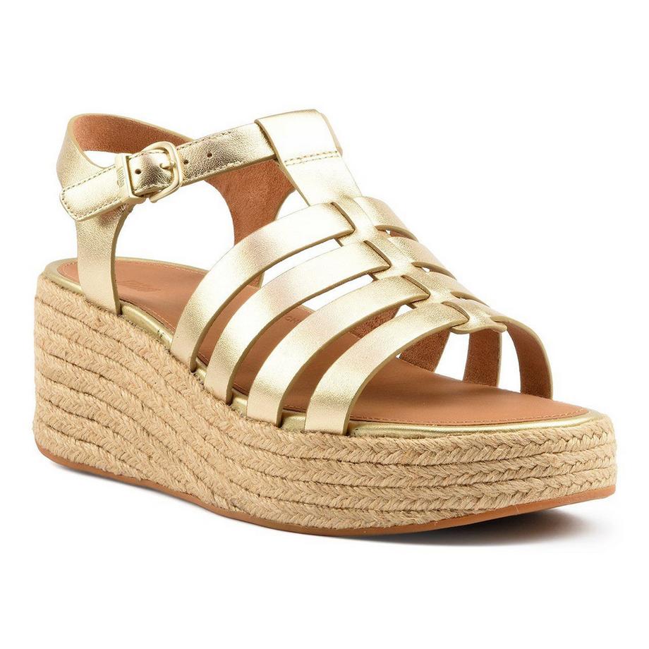 PLATFFORMS ESPADR. LEATHER FISHERMAN WEDGE SANDALS