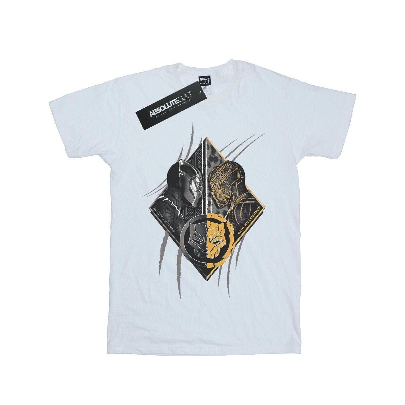 Image of Black Panther Vs Killmonger Tshirt Unisex Weiss 152-158