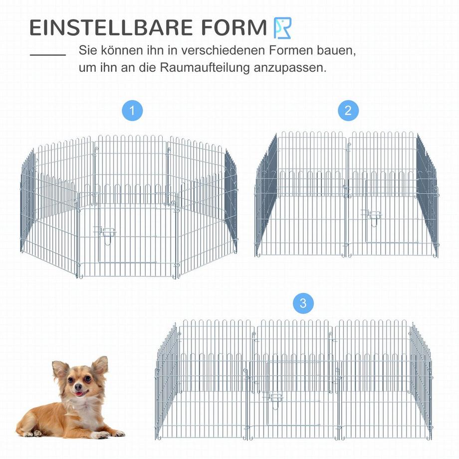 Northio  Freilaufgehege Welpenauslauf, Welpenzaun, Laufstall, 8-Teilig, B63Xh60 Cm, Für Tiere 