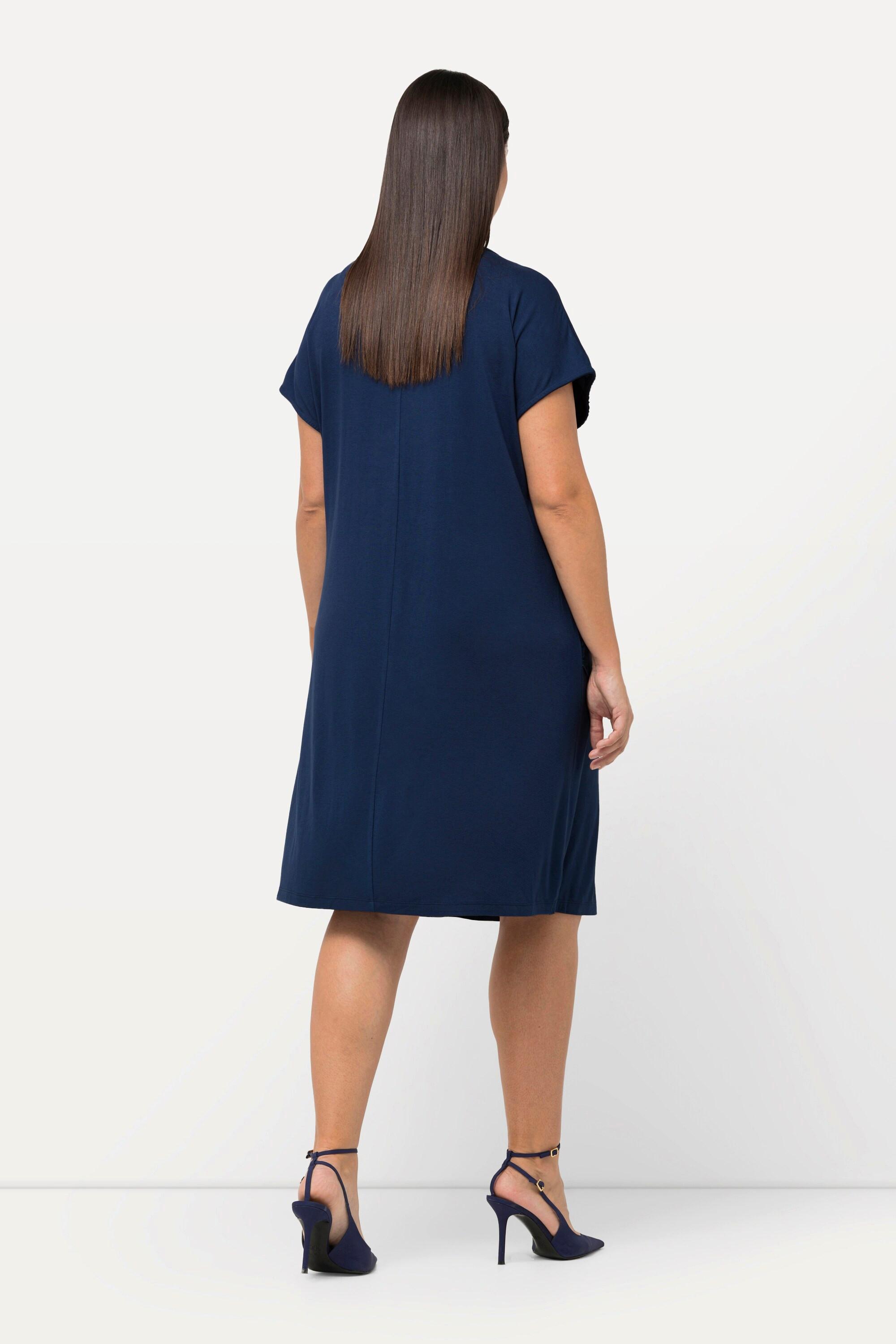 Ulla Popken  Jerseykleid, Hortensien, V-Ausschnitt, Halbarm 