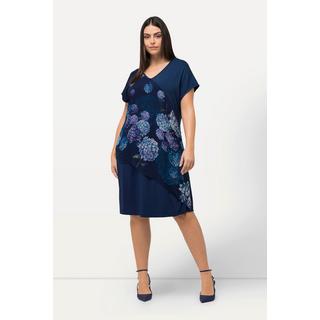 Ulla Popken  Jerseykleid, Hortensien, V-Ausschnitt, Halbarm 