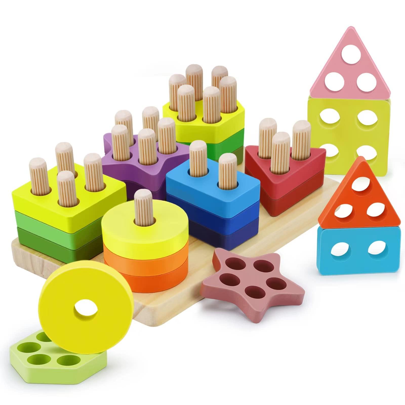 Activity-board  Jouets en bois, blocs de construction numériques, cubes de tri et d'empilage pour la classification des formes 