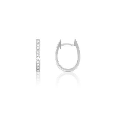 MUAU Schmuck  Créole en or blanc 750 diamant 0,125ct. 16mm 