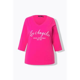 Ulla Popken  Shirt, Stadtname, V-Ausschnitt, 3/4-Arm 