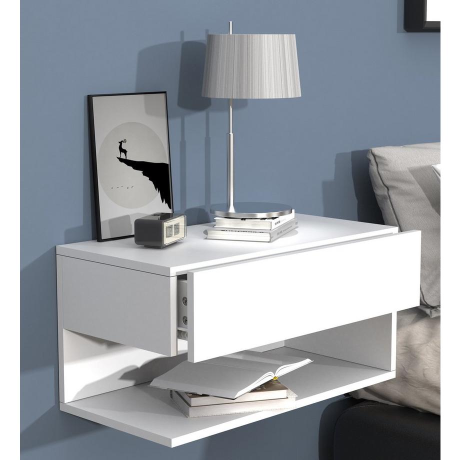 VCM Nachtschrank | Wandschublade | Wandboard | Nachttisch |Maße ca. H. 30 x B. 60 x T. 32 cm - Usal XL 60 cm  