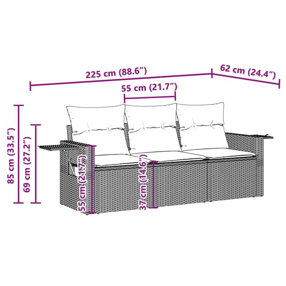 VidaXL set divano da giardino Polirattan  