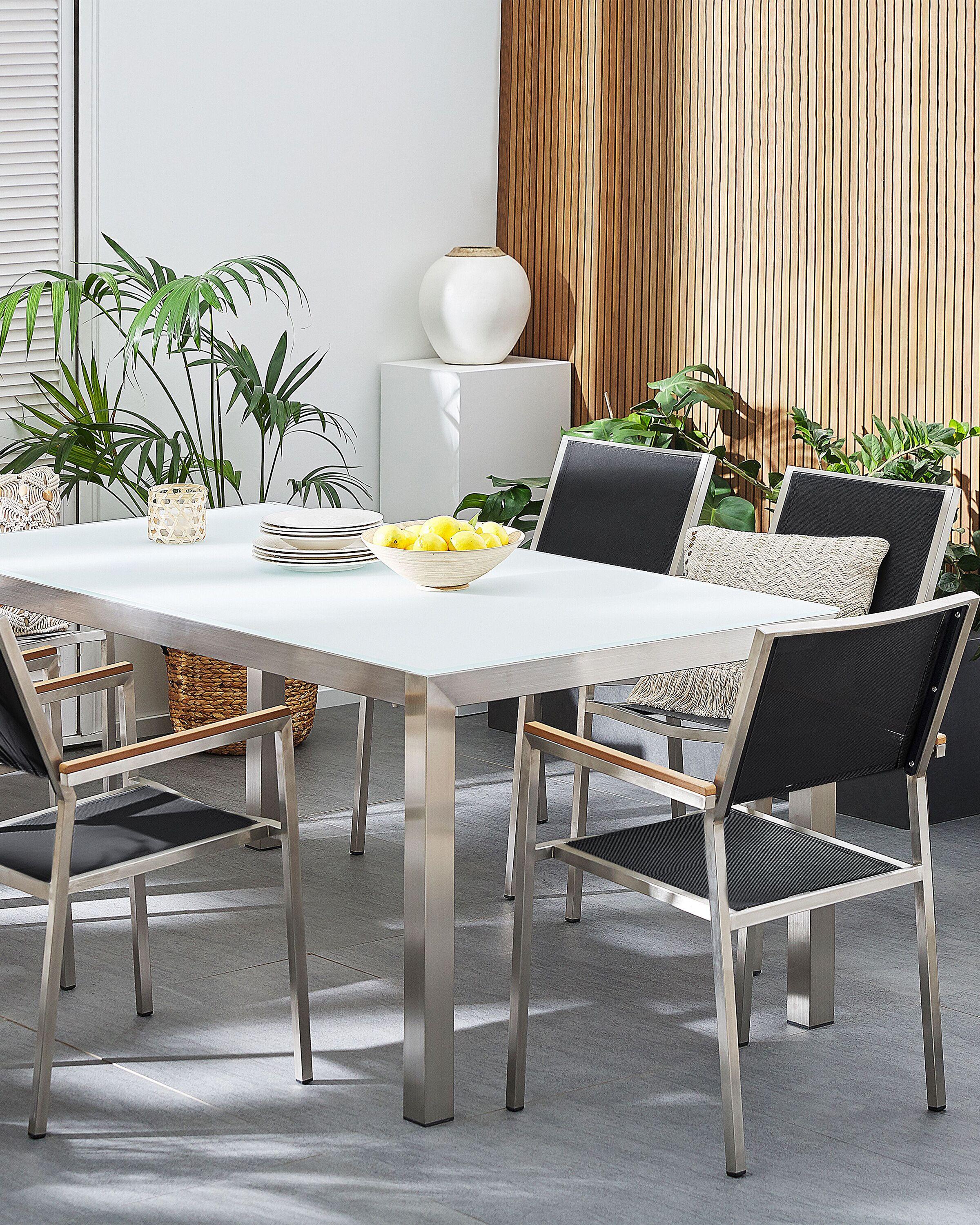 Beliani Gartenstuhl 6er Set aus Edelstahl Industriell GROSSETO  