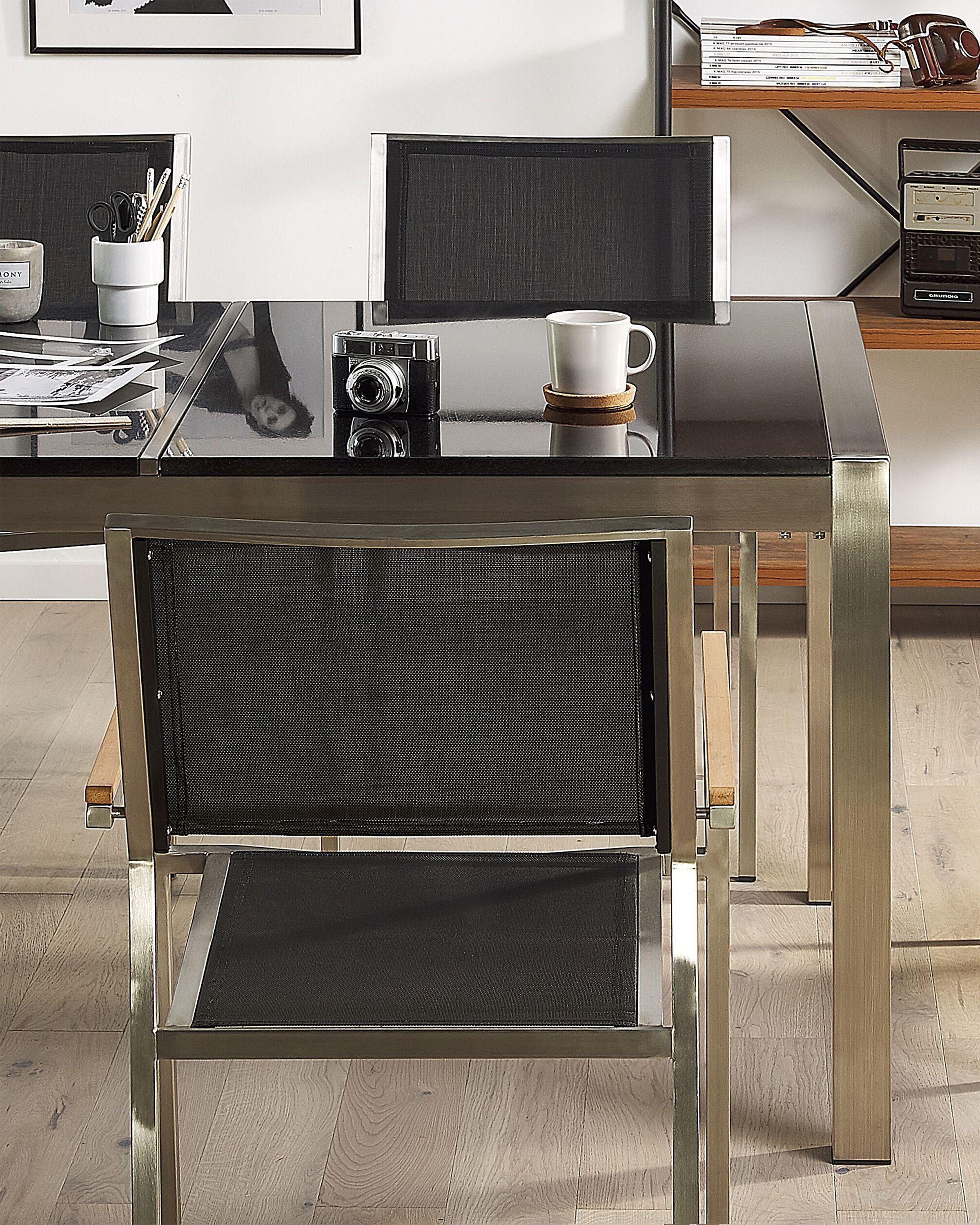 Beliani Gartenstuhl 6er Set aus Edelstahl Industriell GROSSETO  