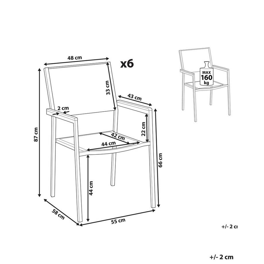 Beliani Set di 6 sedie da giardino en Acciaio inox Industriale GROSSETO  