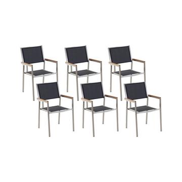 Lot de 6 chaises de jardin en Acier inox Industriel GROSSETO