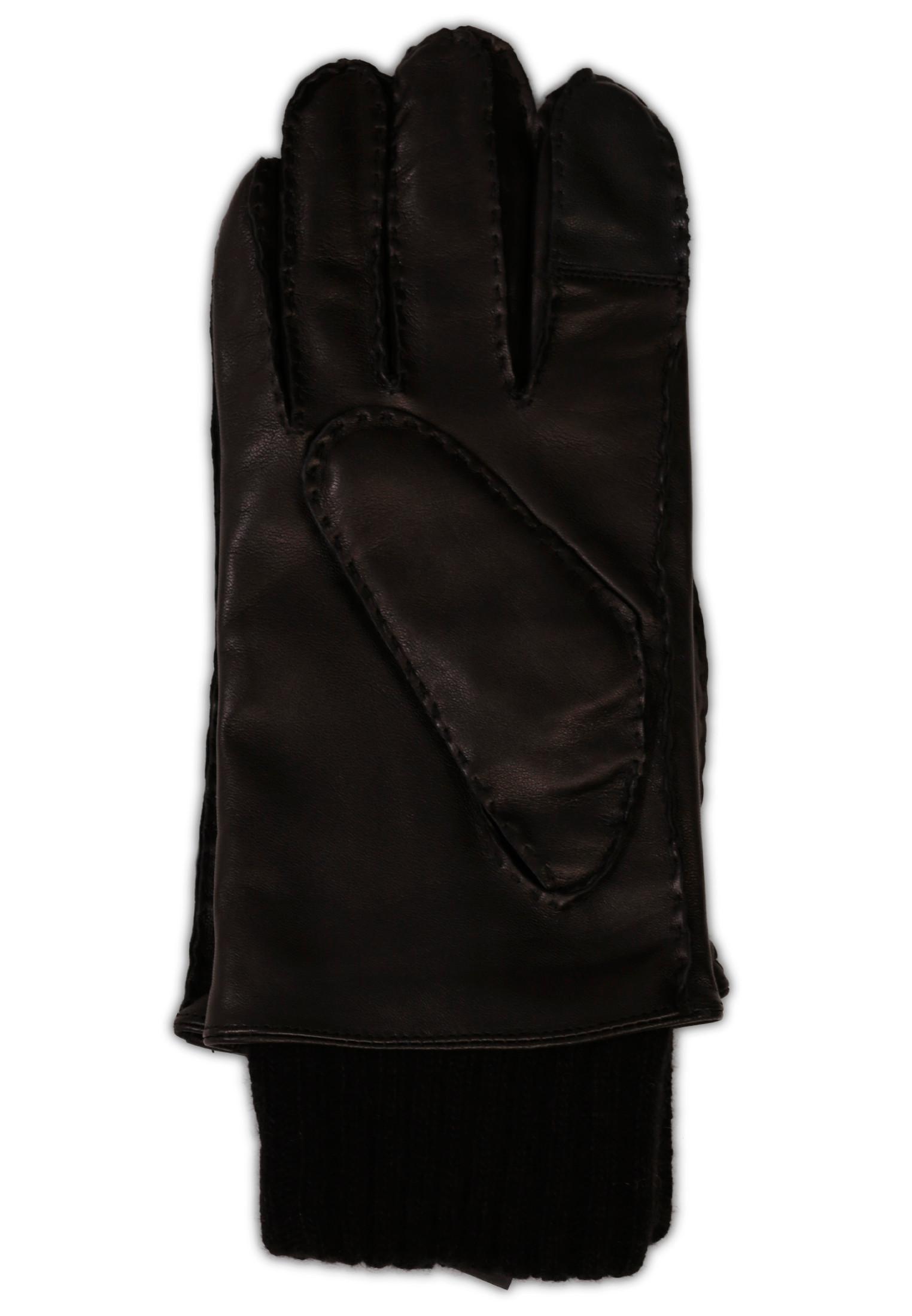 CASH-MERE.CH Lederhandschuhe mit Stulpen Touchscreen tauglich  