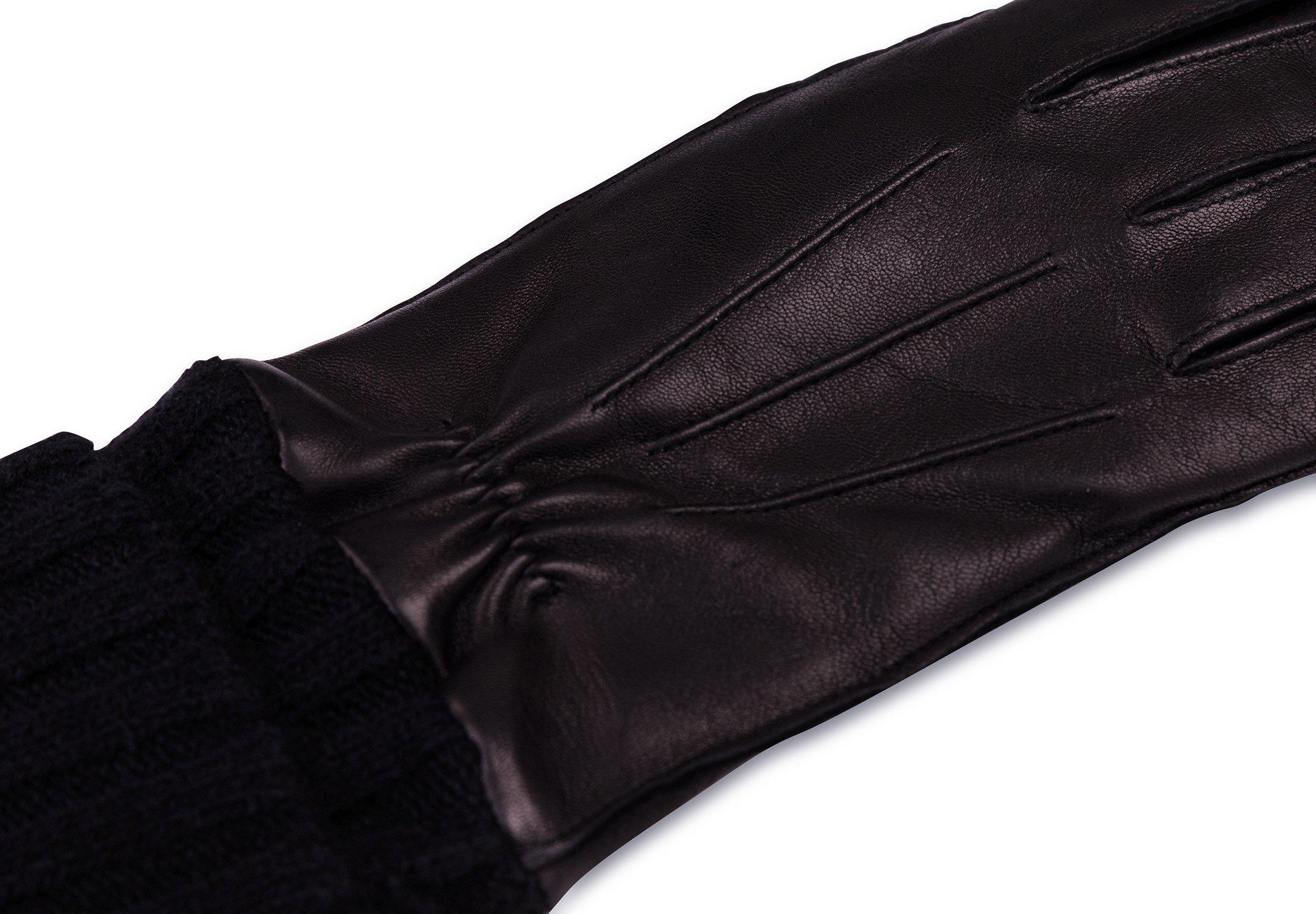 CASH-MERE.CH Guanti in pelle con polsini compatibili con touchscreen  