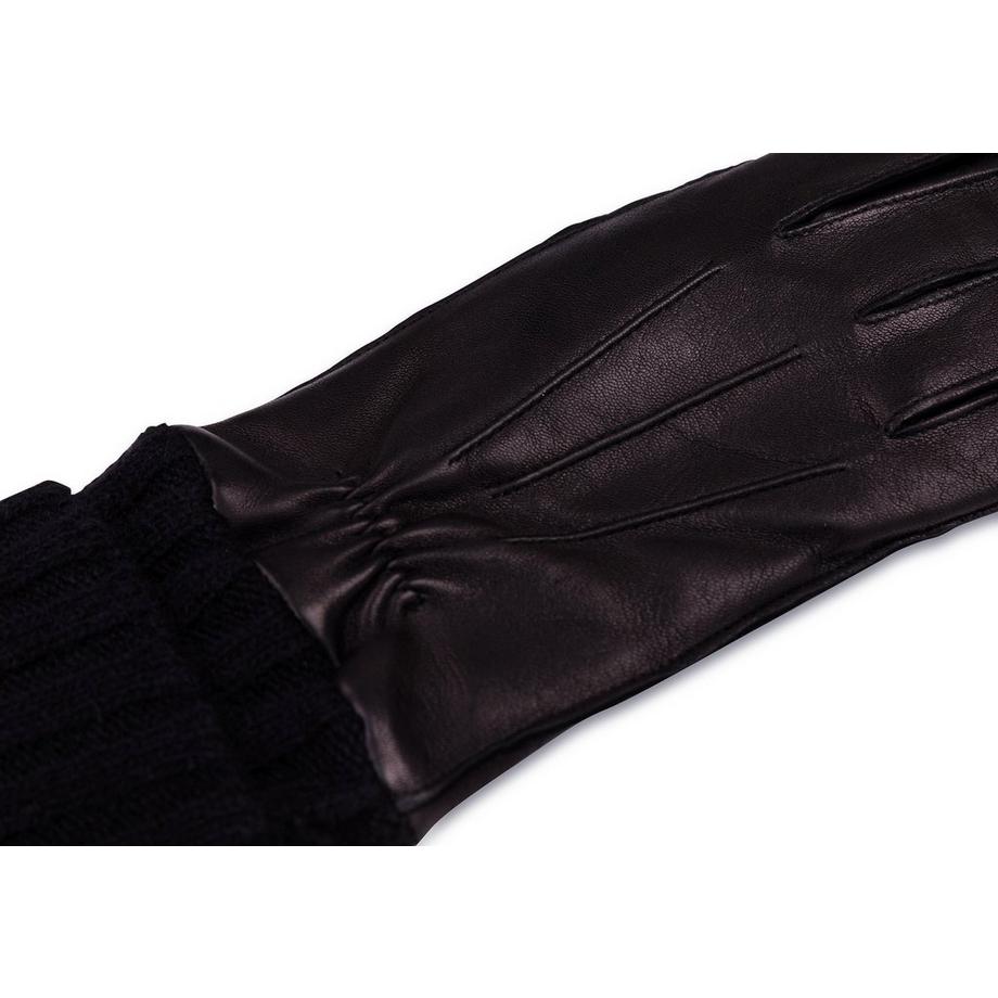 CASH-MERE.CH Lederhandschuhe mit Stulpen Touchscreen tauglich  