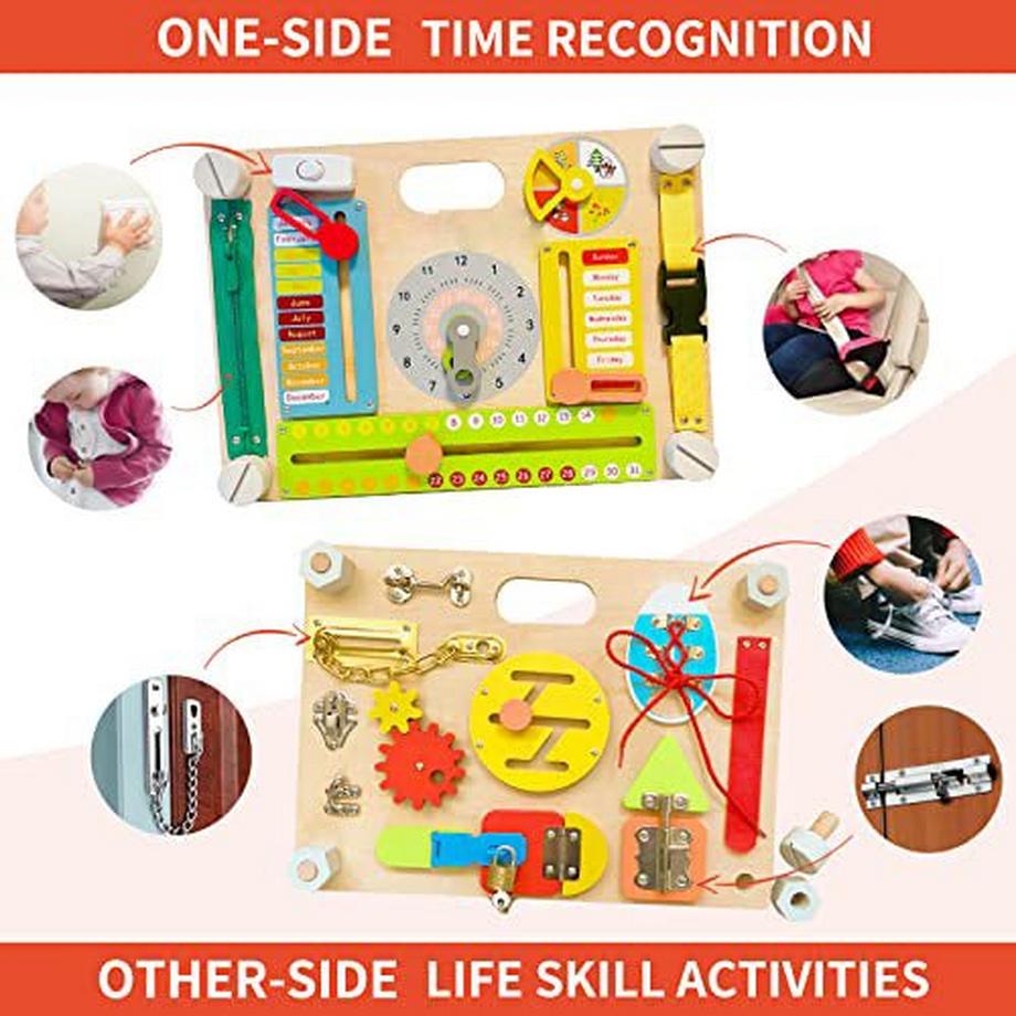 Activity-board  Tableau d'activités pour les tout-petits, jouet sensoriel en bois pour bébé 
