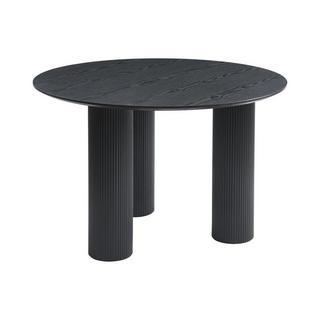 Vente-unique Table à manger ronde 4 personnes en MDF - Noir - BURSANA  