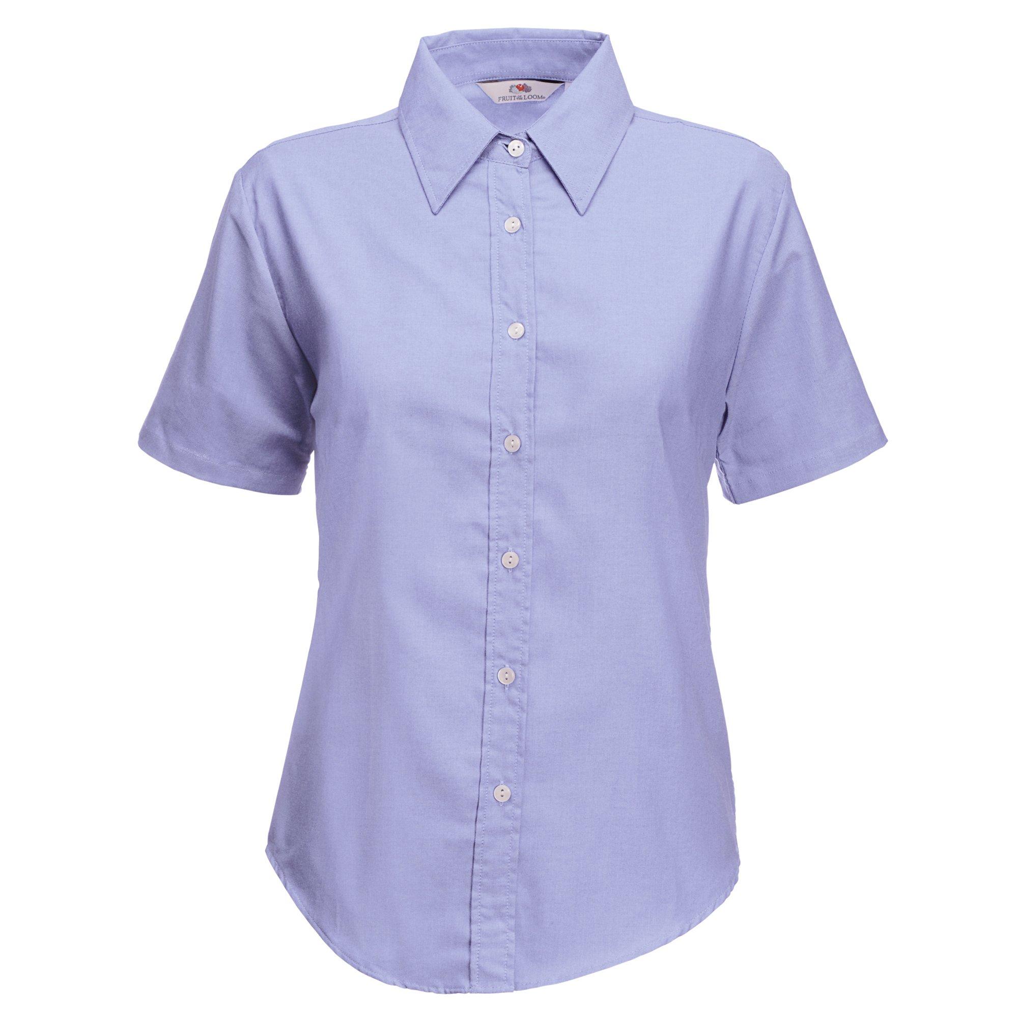 Image of Ladyfit Oxford Bluse, Kurzarm Damen Blau XS